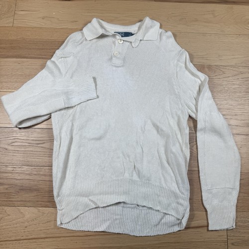 VINTAGE Polo Ralph Lauren Shirt Mens XL 100% Linen Cream White Long Sleeve - Picture 2 of 7