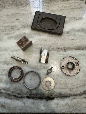 random vintage junk drawer odds and ends kbc drawer pull cutter metal brackets 