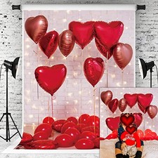 Red Heart Valentine's Day Backdrop for Photography Red Love Heart 5x7FT