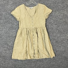 Madewell Womens Linen Blend Alexandra Button Front Mini Dress Green Size XXS