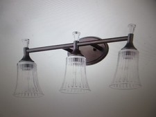 JAZAVA 22 in. Modern 3-Light Oil Rubbed Bronze Finish Vanity Light Fluted Glass