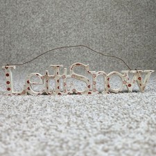 Let It Snow Wooden Hanging Wall Sign Red Snowflake Polka Dot Winter Decor 12.5in