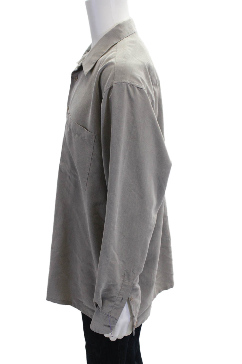 Bugatchi Mens Solid Collared Long Sleeve Button U… - image 2