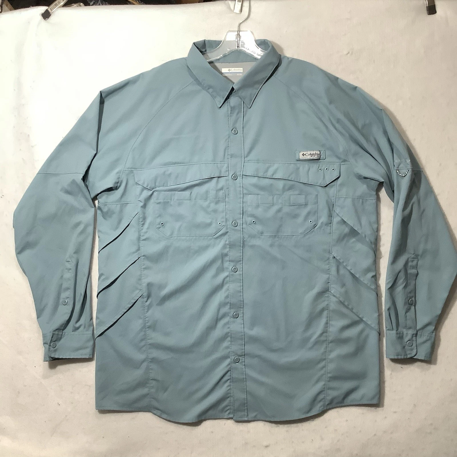 Columbia Fishing PFG Omni Shield Shirt XL Blue Airgill Vented Long Sleeve Mens