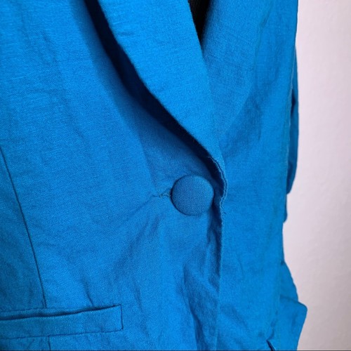 Torrid turquoise blue linen blend button front blazer size 0 or Large - Picture 6 of 15
