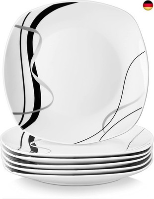 VEWEET FIONA Porzellan Speiseteller, Essteller Set 6 Personen, Ø 24,7 cm Teller 