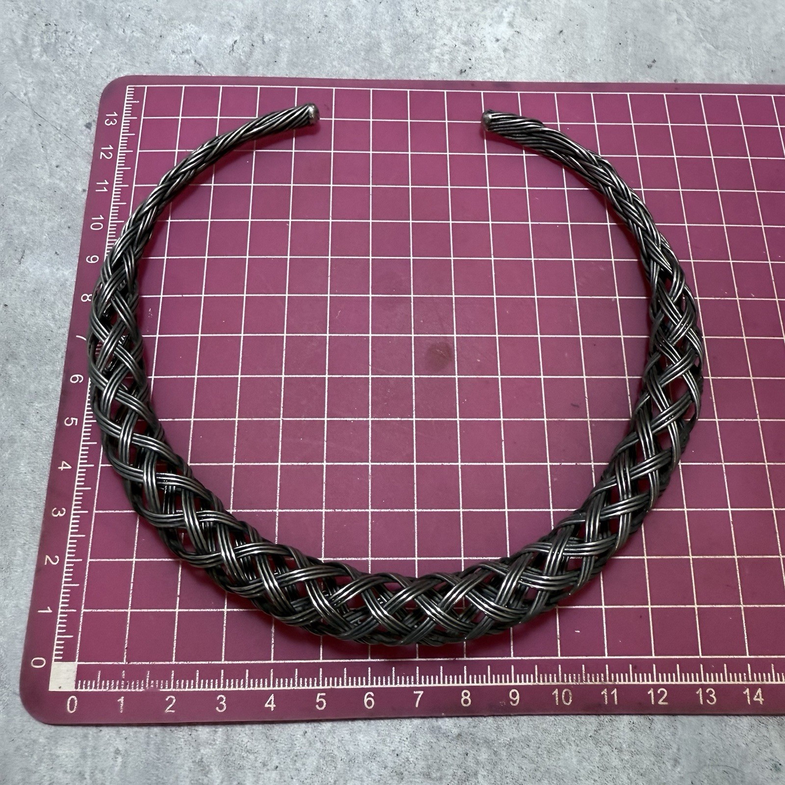 RETRO Braided Solid Collar Necklace Dark Silver T… - image 6