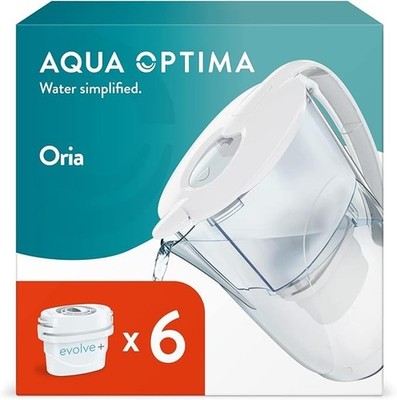 Wasserfilterkanne 2,8L Fassungsvermögen & 6 Filterkartuschen, Oria by Aqua Optima