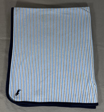 Ralph Lauren Baby Blanket Blue Striped Cotton Double Layer Security Blanket