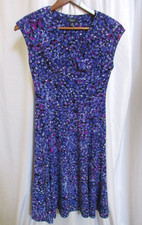 Chaps Womens Purple Print Cap Sleeve Short Dress SZ XS Polyester/Elastane EUC