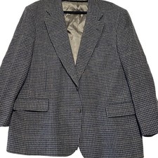Jos A Bank 48R Brown Houndstooth Check Tweed 100 Wool 2Btn Blazer Jacket