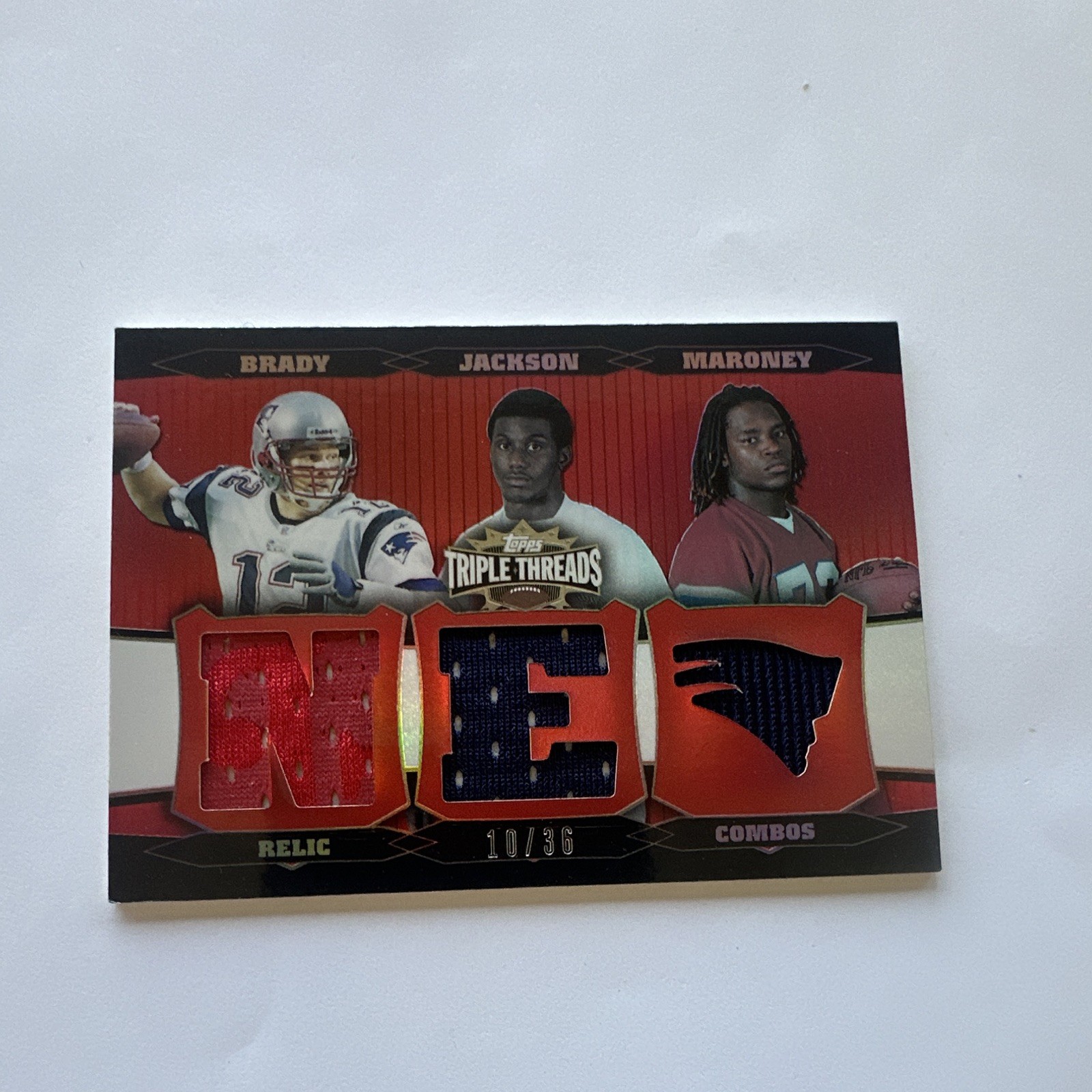 2006 Triple Threads Relic Combos Red #23 Tom Brady Chad Jackson Maroney Jersey
