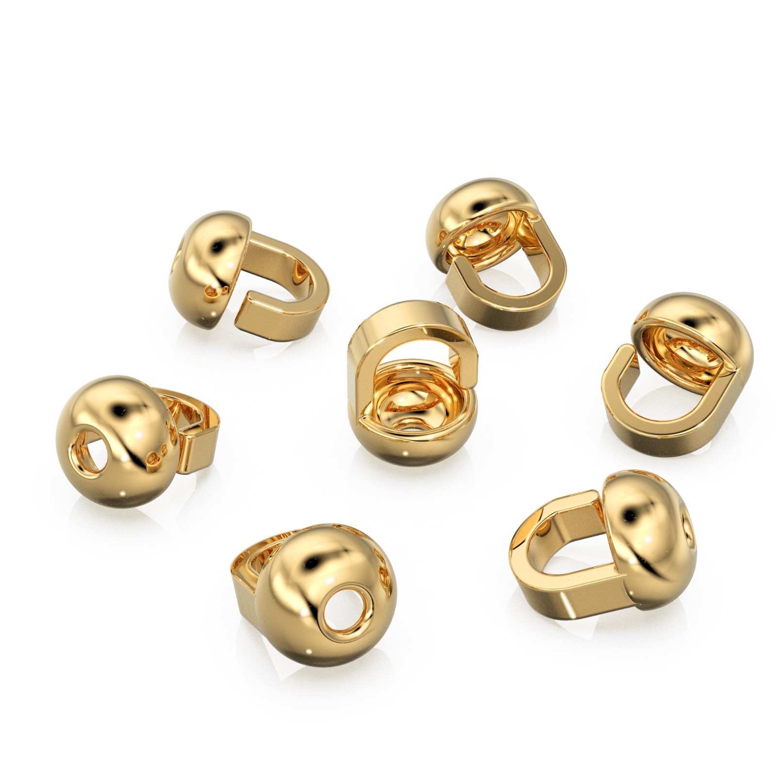 6pc 14K Solid Yellow Gold Crimp Hook Bead Tip Cup End Findings