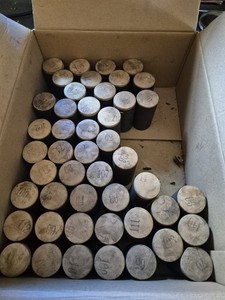 Antique Wax Cylinder Wooden Holders, Box Of 45, Numbered, Good For Craft Project