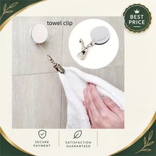 Self-Adhesive Retractable Towel Rack Wall Mounted Holder with Clip