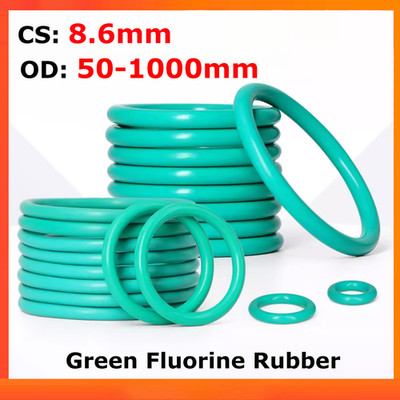 FKM O-Ringe Dichtring Dichtung Schnurstärke 8.6mm Außen 50-1000mm Gummiring Grün