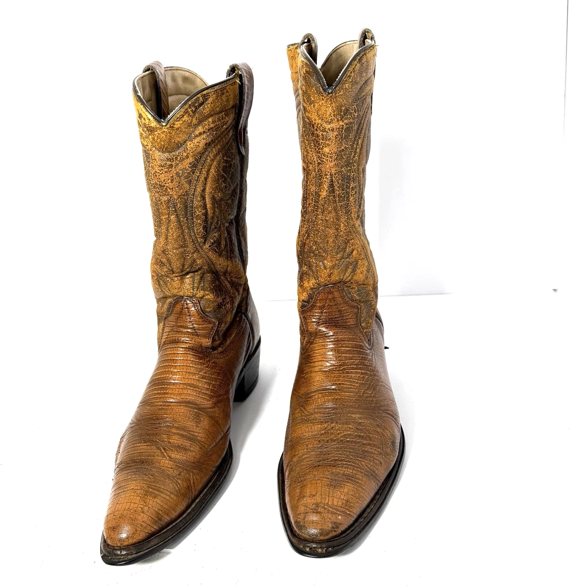 VINTAGE MENS SZ 9D  CROCODILE BOOTS CATS PAW HEEL COLOR BROWN Cats Paw Heel In Men main image 2