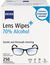Pre-Moistened Lens Cleaning Wipes with 70 Alcohol, 250 Count
