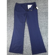 Gap Hadley Trousers Womens 12 Blue Wide Leg Dark Indigo Cotton Blend