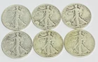 1940 - 1945 S WALKING LIBERTY HALF DOLLARS - LOT OF 6 - Save Big!