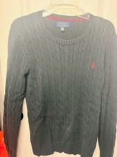 Polo Ralph Lauren Navy Blue Cable Knit Mens Sweater Sz XL