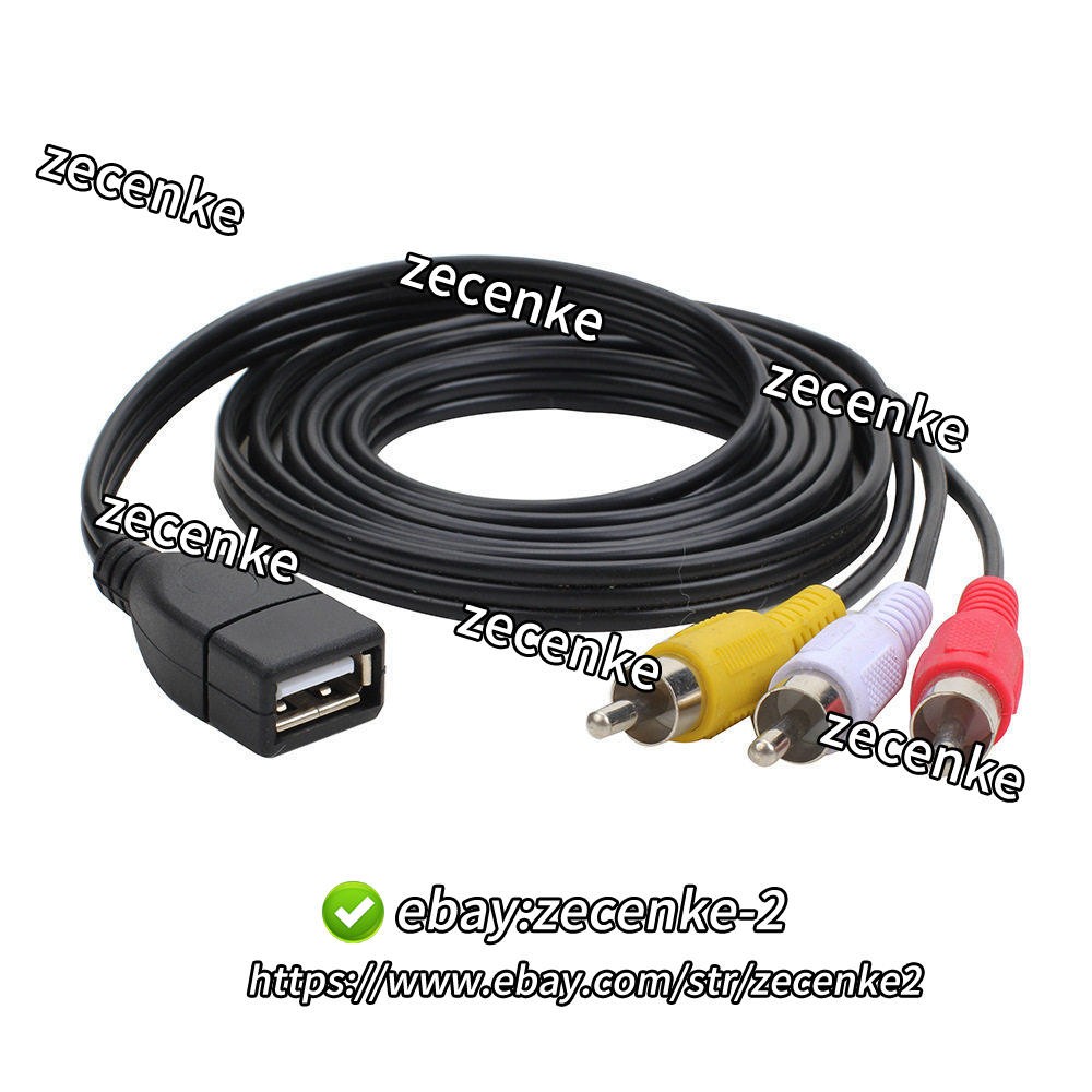 1pcs USB A female to 3RCA cable 0.3M