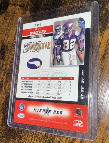 2000 Leaf Certified - 2000 Rookie Troy Walters #205 Mirror Red (RC) Vikings - Bild 2 von 2