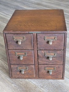 Antique 6 Drawer Library Card Catalog Dovetail Library Bureau Sole Maker