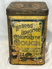 Vintage Tin Metal Can Linseed Liquorice Chlorodyne Cough Lozenge