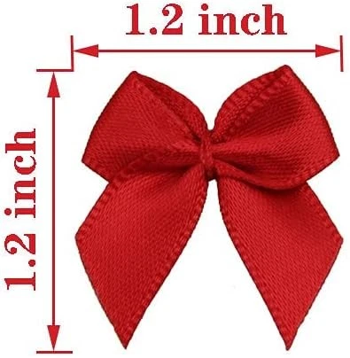 50 un. Boutique Mini Cinta Roja Satén Arcos Flores Apliques Hágalo Usted Mismo Artesanía para Foto 3 de 3