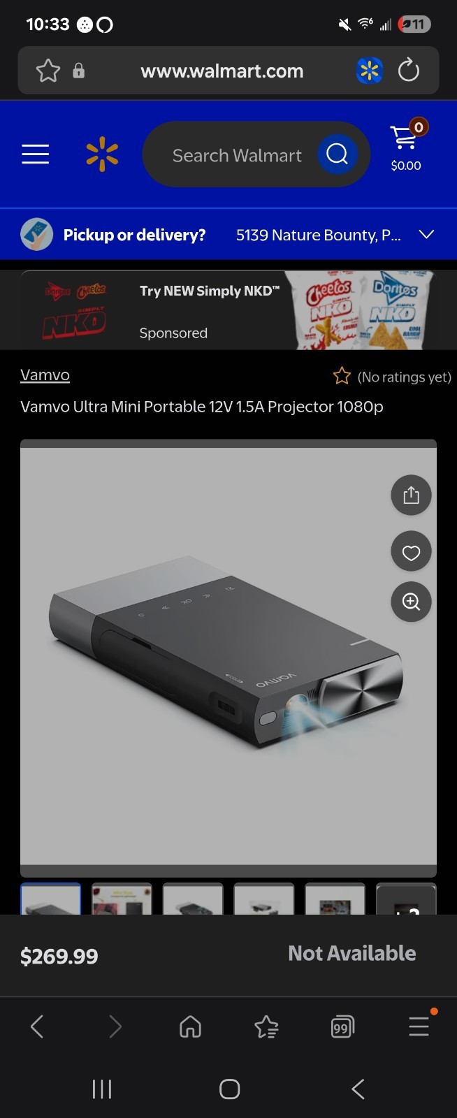 Vamvo Ultra Mini Portable Projector 1080p supported HD w/Pwr Cord/Stand Bundle
