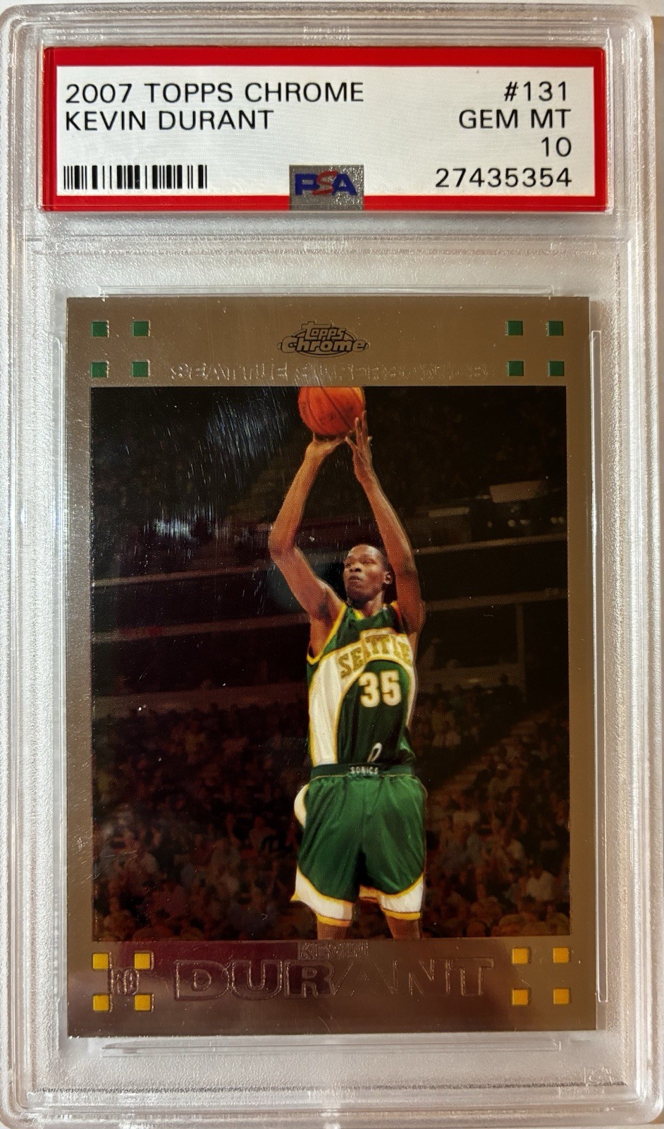 2007 Topps Chrome Kevin Durant Base Rookie RC #131 PSA 10 Gem Mint
