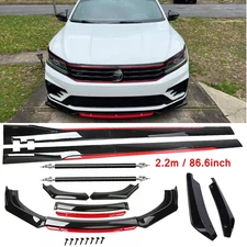 For Volkswagen Jetta U Front Bumper Lip Spoiler Splitter Side Skirt Glossy Black