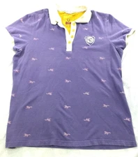 Horseware Ireland Equestrian Womens Polo Shirt L Purple Pony Print