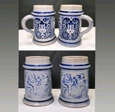 Vintage Cobalt Blue Salt Glaze German Beer St...