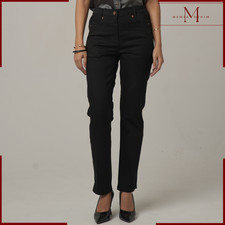 Ladies Jeans Size 10-22–Side Elastic Waist Straight Leg Regular Fit Womens Denim