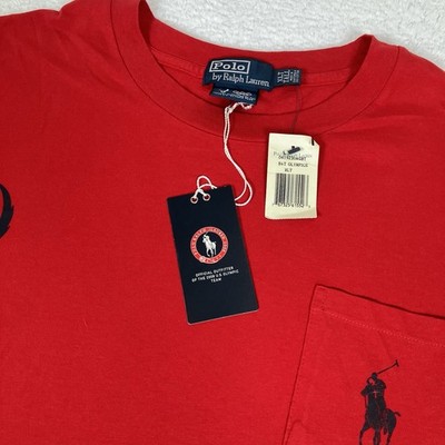 NEW Ralph Lauren 2008 USA Olympics Red Short Sleeve Crew Neck Pocket Tee XLT