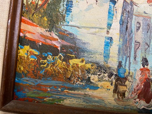 Cornice quadro olio vintage firmata dall'artista Pierre Small 11"x9" - Foto 5 di 12