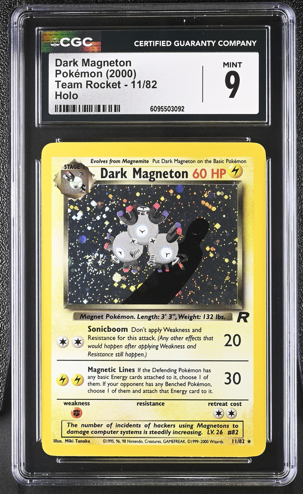 CGC 9 Dark Magneton 11/82 Holo SWIRL Team Rocket Pokémon Card