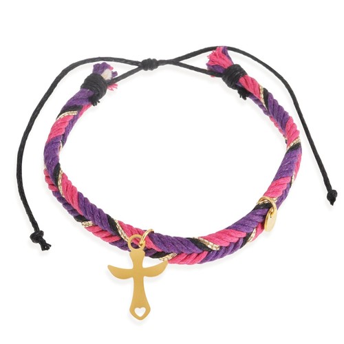Bisexual Lesbian Pride Bracelet for Women, Adjustable Anchor Cross Charm Bracele - Picture 1 of 7