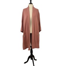 Marla Wynne Chico's Dusty Rose SWEATER Duster Cardigan XS Kimono Open Front Knit