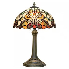 Tiffany-Style Stained Glass Table Lamp Multicolor 12in Shade 19in H NC-T968B