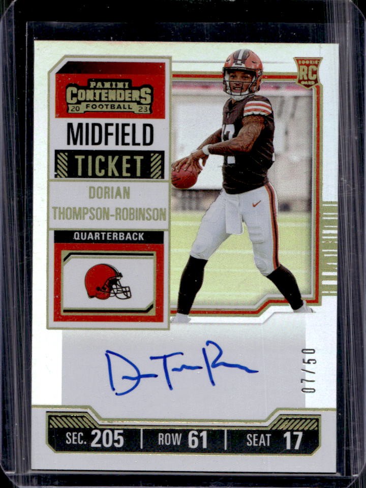 2023 Contenders Dorian Thompson-Robinson RC Midfield Ticket Auto #7/50