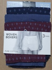 MENS BOXERS UNDERWEAR 3 PACK PURE COTTON SIZE MEDIUM BY MARKS AND SPENCER