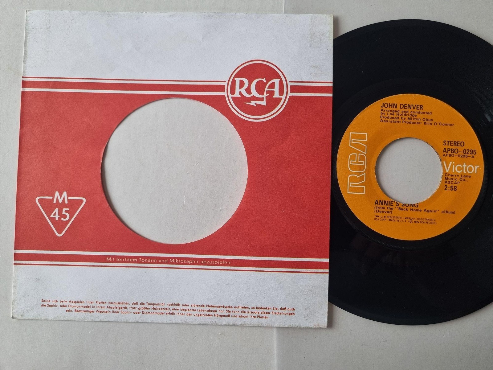 John Denver - Annie's Song 7'' Vinyl US/ READ FOR CONDITION!