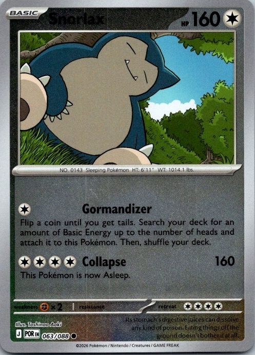 Pokémon: Perfect Order- Snorlax 63/88 NM reverse holo