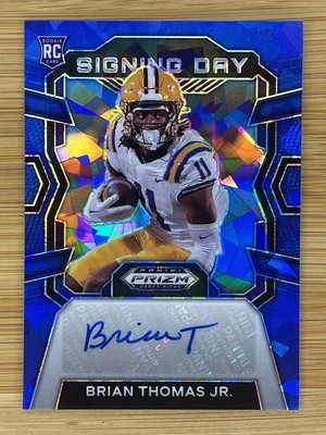 2024 Prizm Draft Picks Brian Thomas Jr. RC Signing Day Auto Blue Ice #/75
