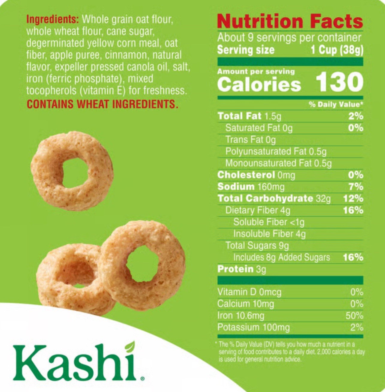 🟣 New Kashi APPLE CINNAMON Loops Fruit Crunchy Breakfast Healthy Cereal 12.7oz