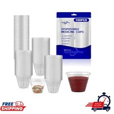 Versatile 100 Pack of 1 Oz Disposable Medicine Cups with Clear Measurement Marks