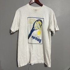 VTG White Point Set Tennis T-Shirt Sz Large Made In USA Distressed Read